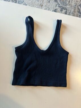 Urban Outfitters Out from Under Ribbed V-Neck Crop Tank Top - Black